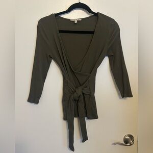 Express Olive Wrap Top